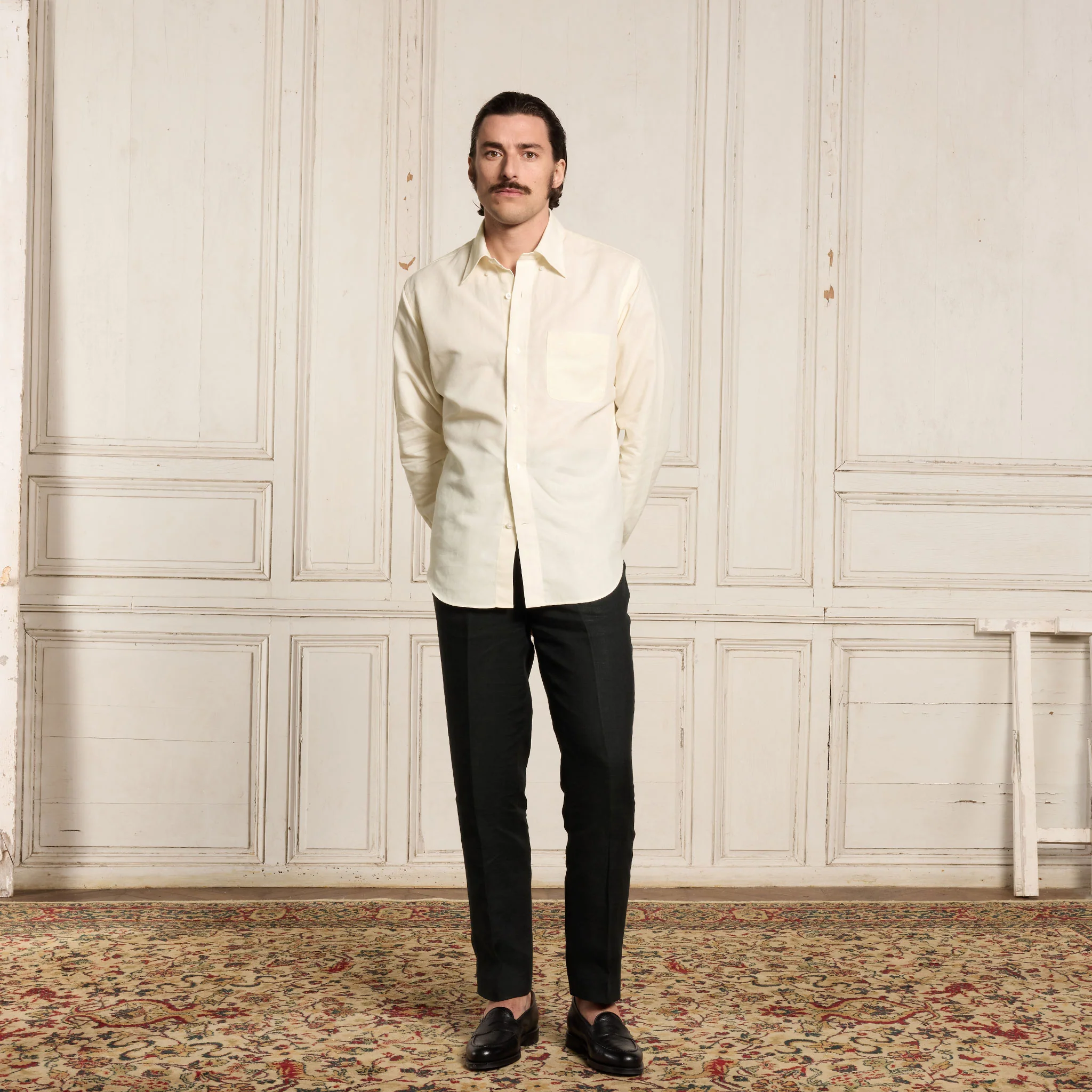 Ecru cotton and linen shirt