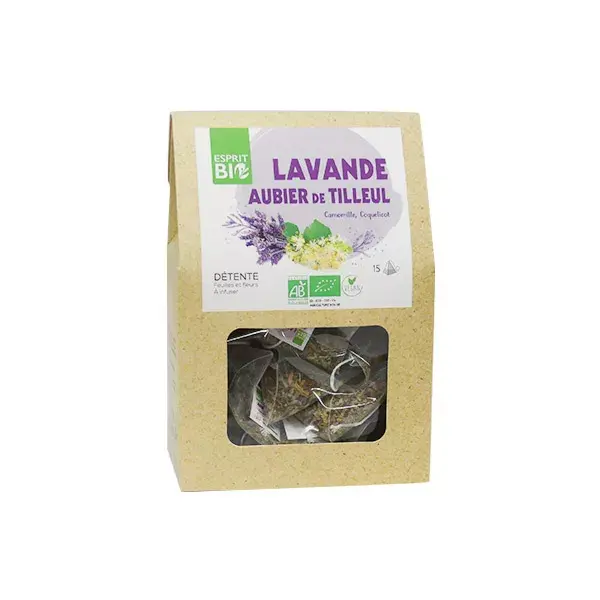 Esprit Bio Détente Lavande Aubier de Tilleul à Infuser 15 Pyramides