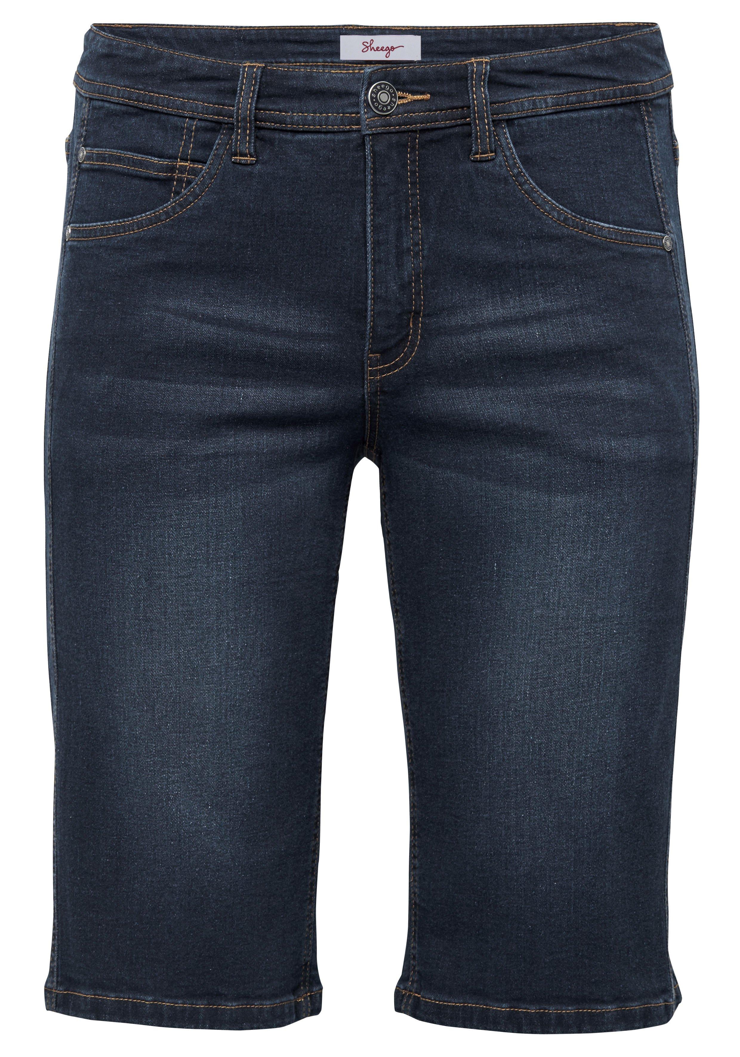 Jeansbermudas mit vorverlegter Seitennaht