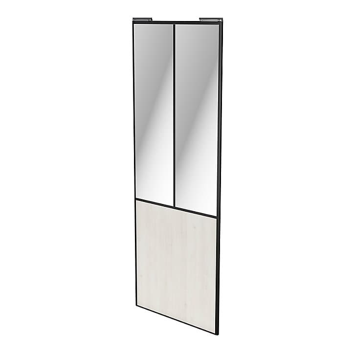 Porte de placard coulissante atelier bois nordique profil noir GoodHome Arius H. 248,5 x L. 91.2 cm + amortisseurs