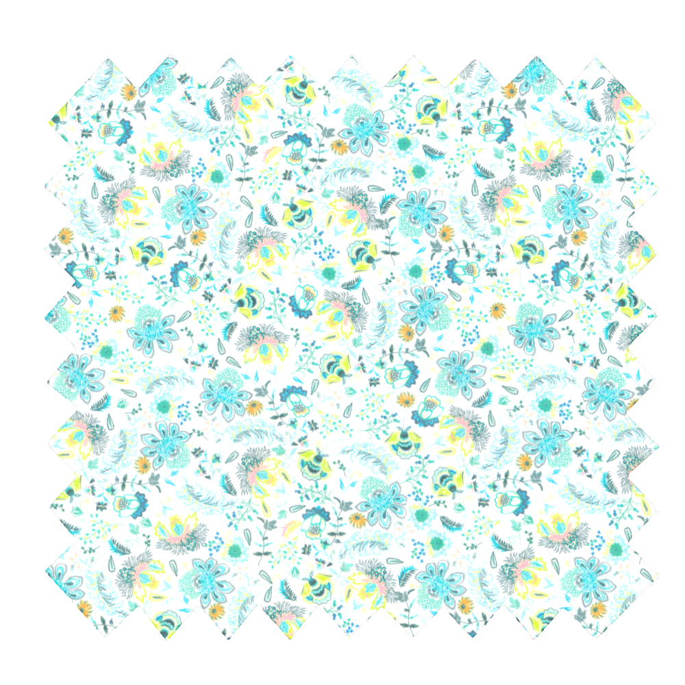 Tissu Coton Au Mètre Fleuri Vert Blanc Ex1065