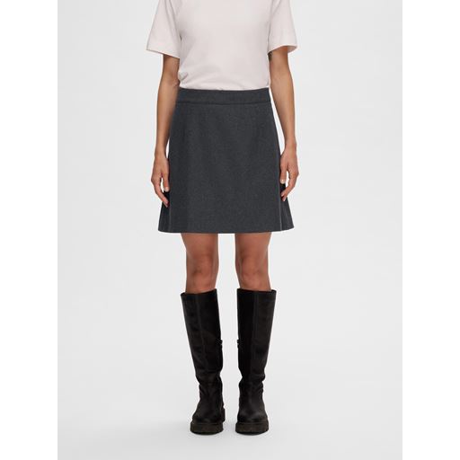 Selected Femme Mercy-Ula Mini Nederdel, Dark Grey Melange, 40