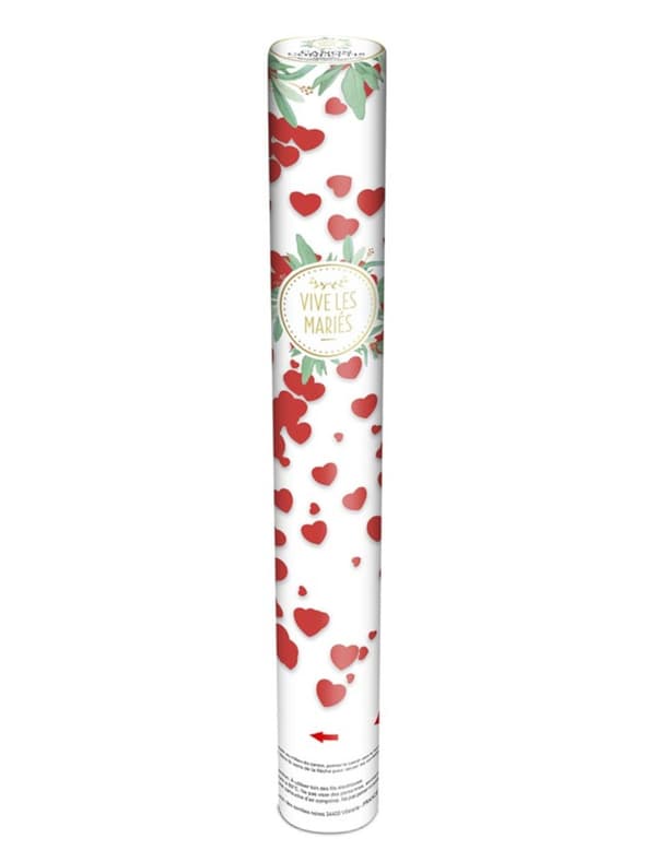 Red Heart Confetti Cannon 40 cm. Size-Standard
