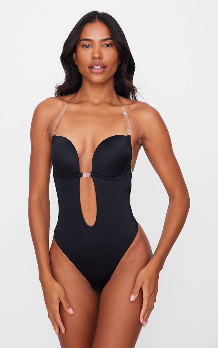 Noir Body Gainant À Décolleté Plongeant