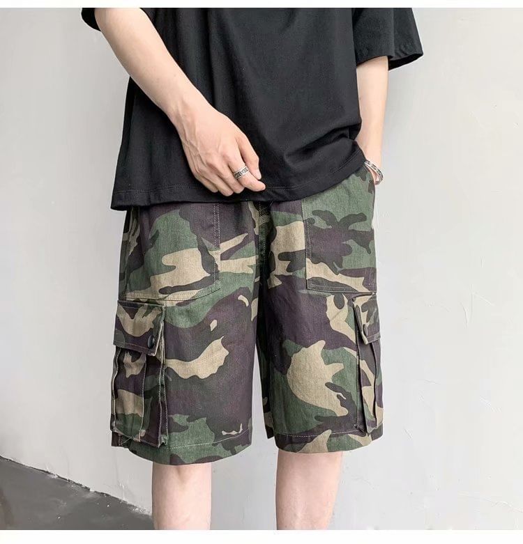 Capbrew - Camouflage Cargo Shorts met Middelhoge Taille