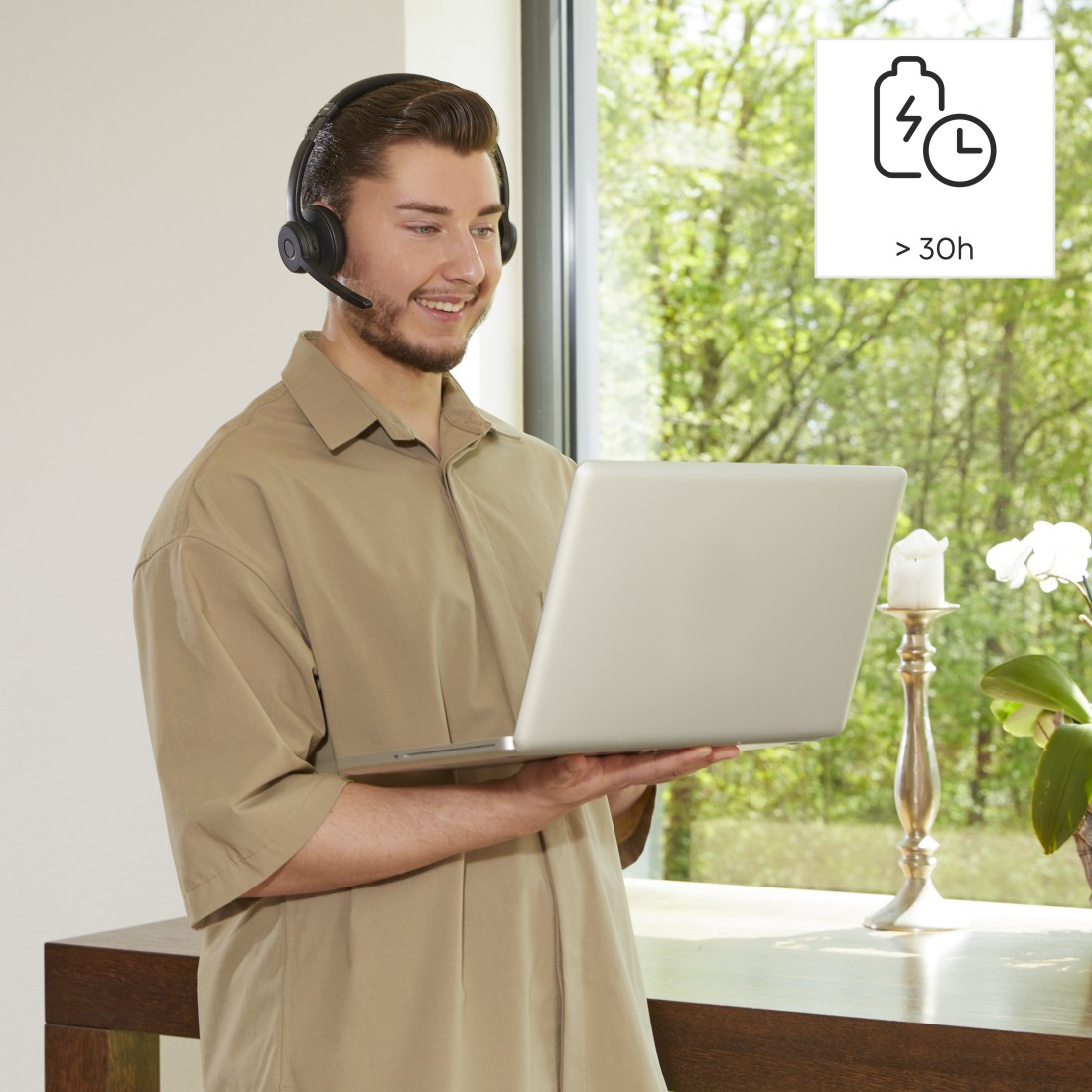 BT700 Bluetooth 5.2 Kopfhörer Over-Ear Office Headset mit Mikrofon (00139938) - Schwarz