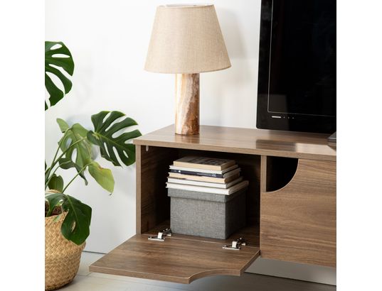 CONCEPT1 - Meuble TV Grotte noyer 180 x 35 x h35 cm