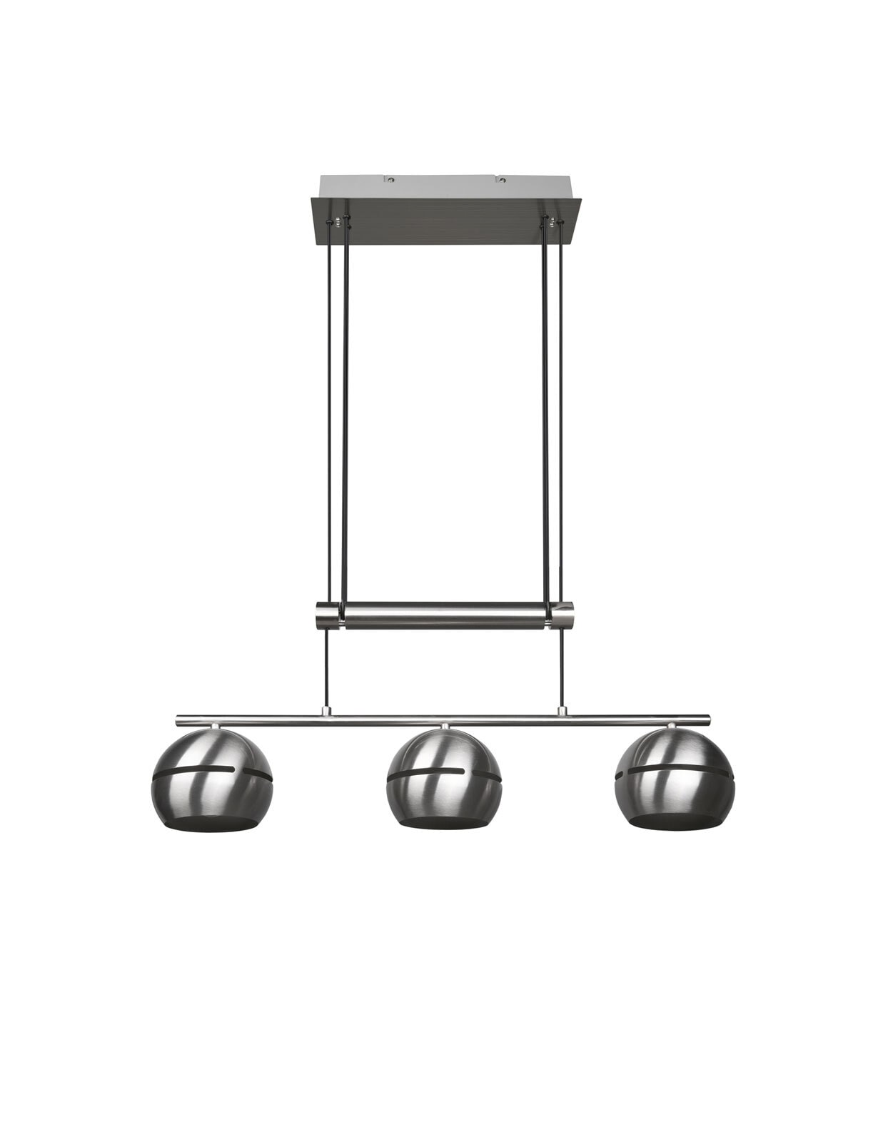 Fletcher Pendelleuchte grau, silber, 313300307, B/H/T: 75 / 150 / 15 cm, Metall