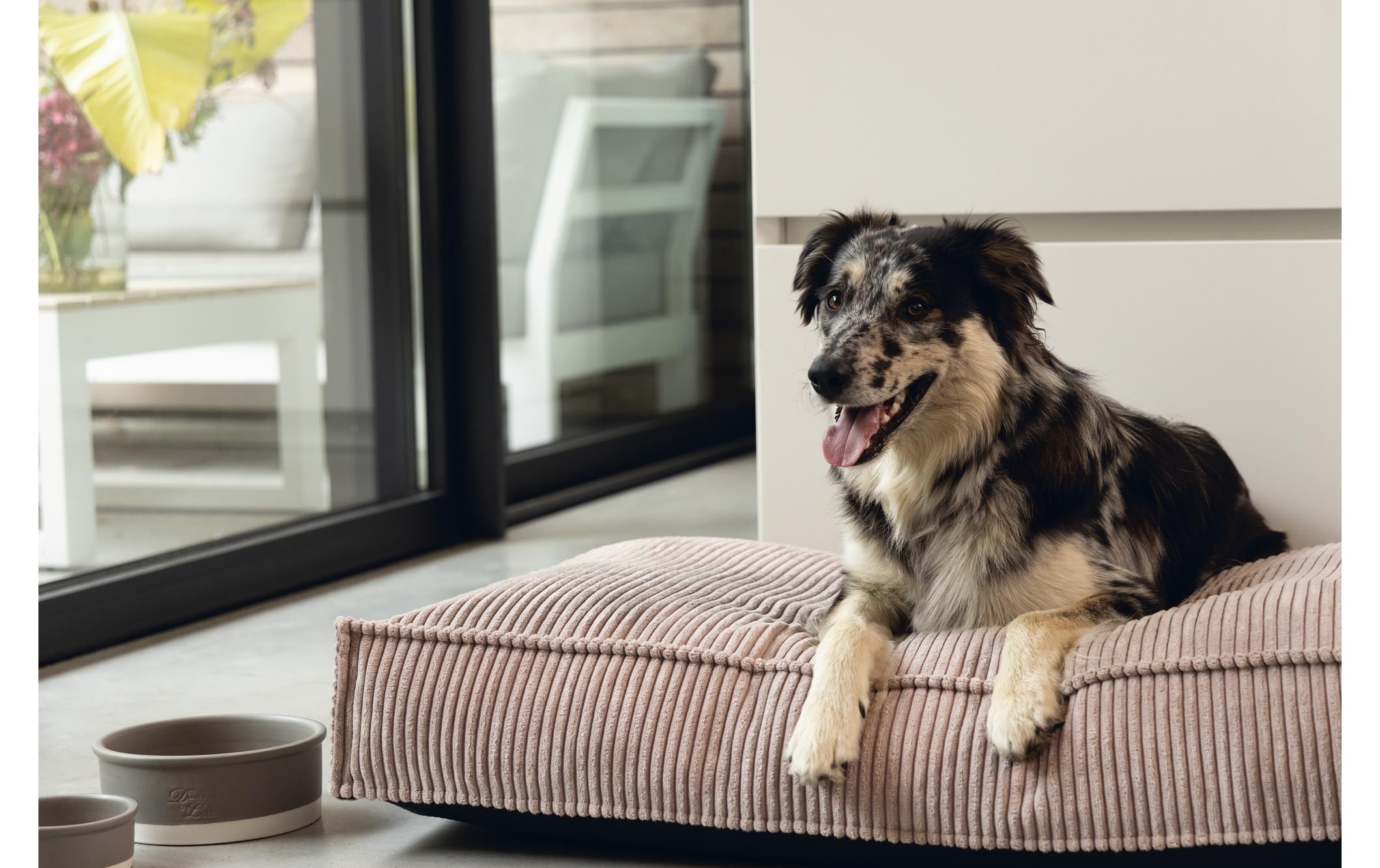 Hunde-Bett Ribbed Rosa 70x55X15cmLiegekissen aus geriffeltem Stoff mit Samtfeeling