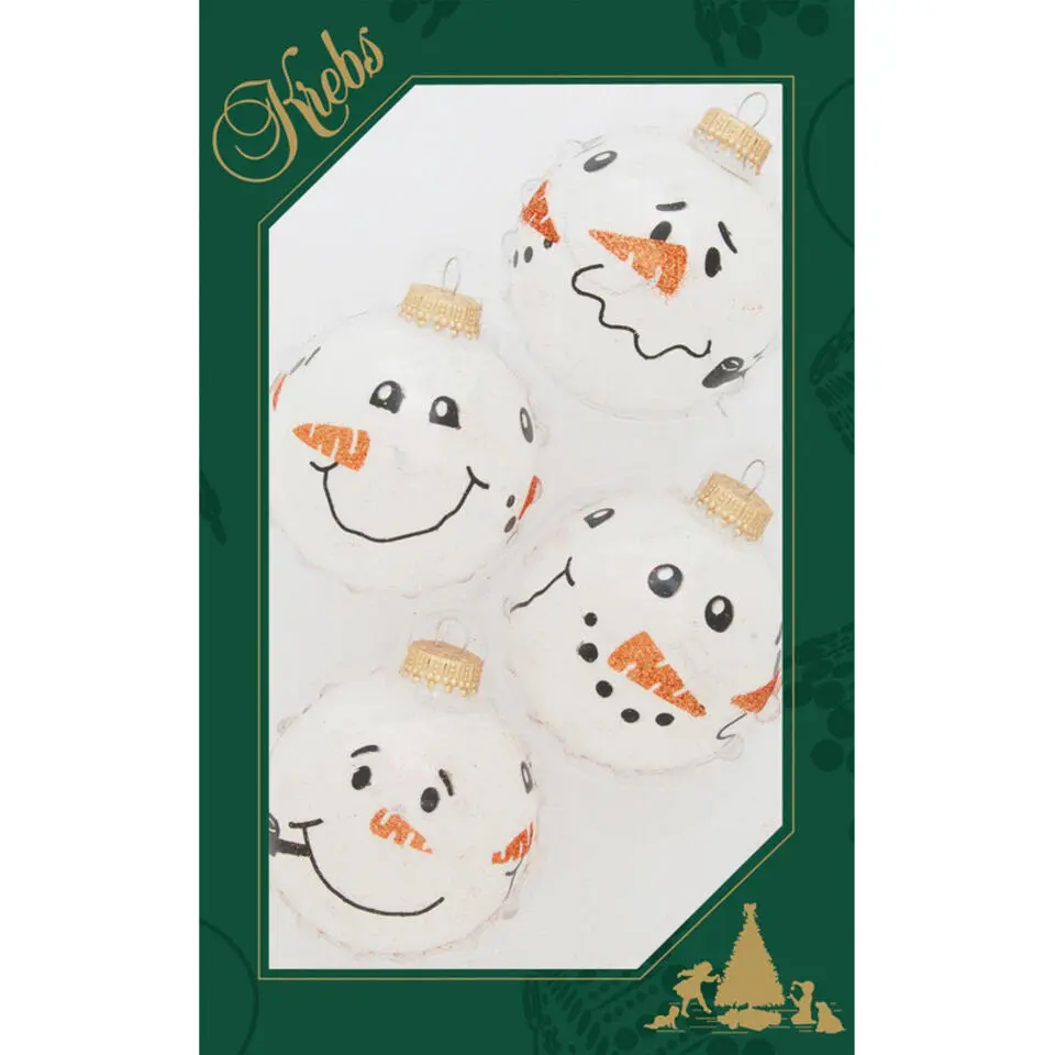 Krebs Kerstballen - 4 st - sneeuwpoppen - glas - 7 cm