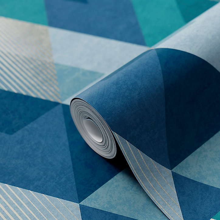 Papier vinyle sur intissé GoodHome Kooning bleu