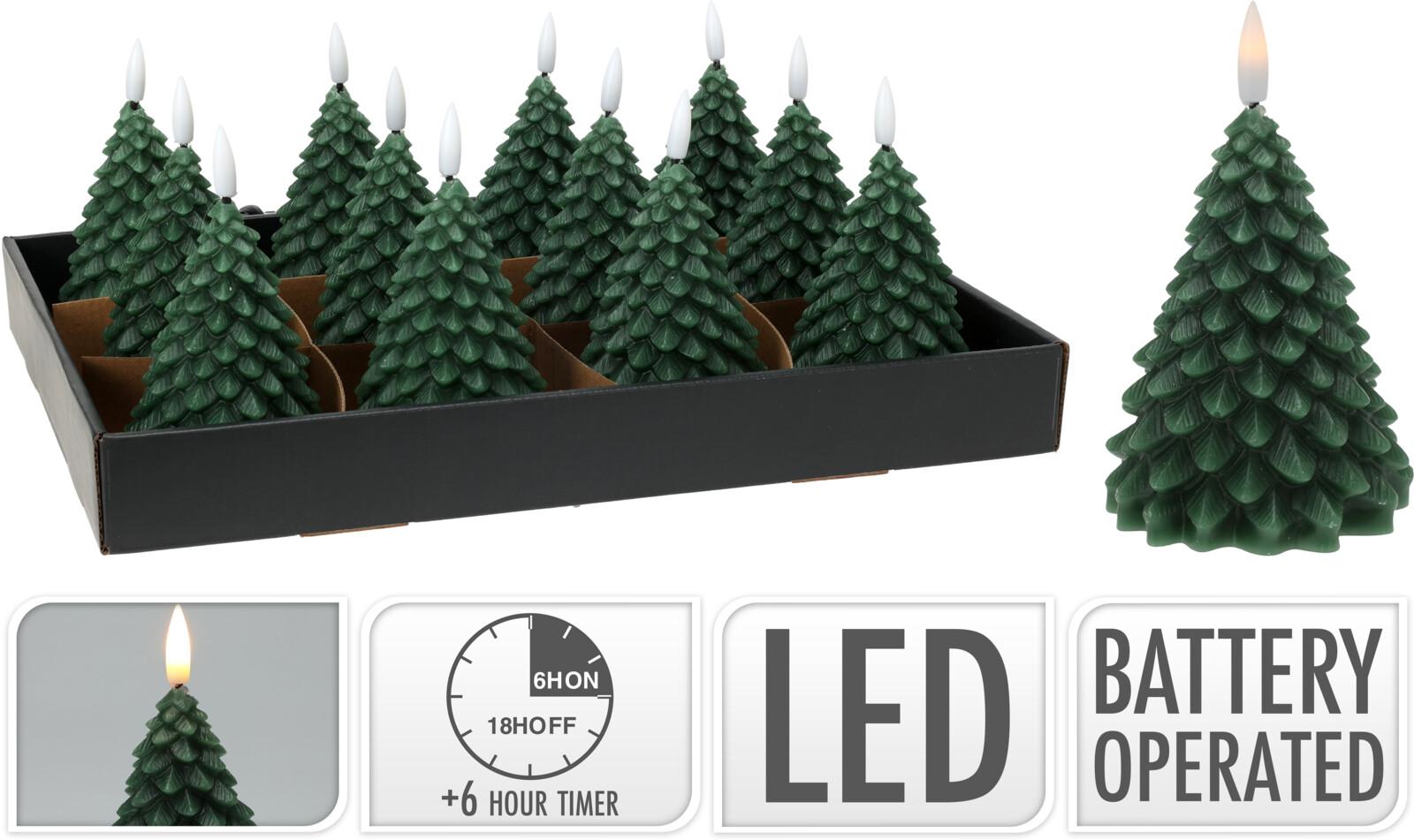 BOUGIE LED SAPIN D.11CM VERT