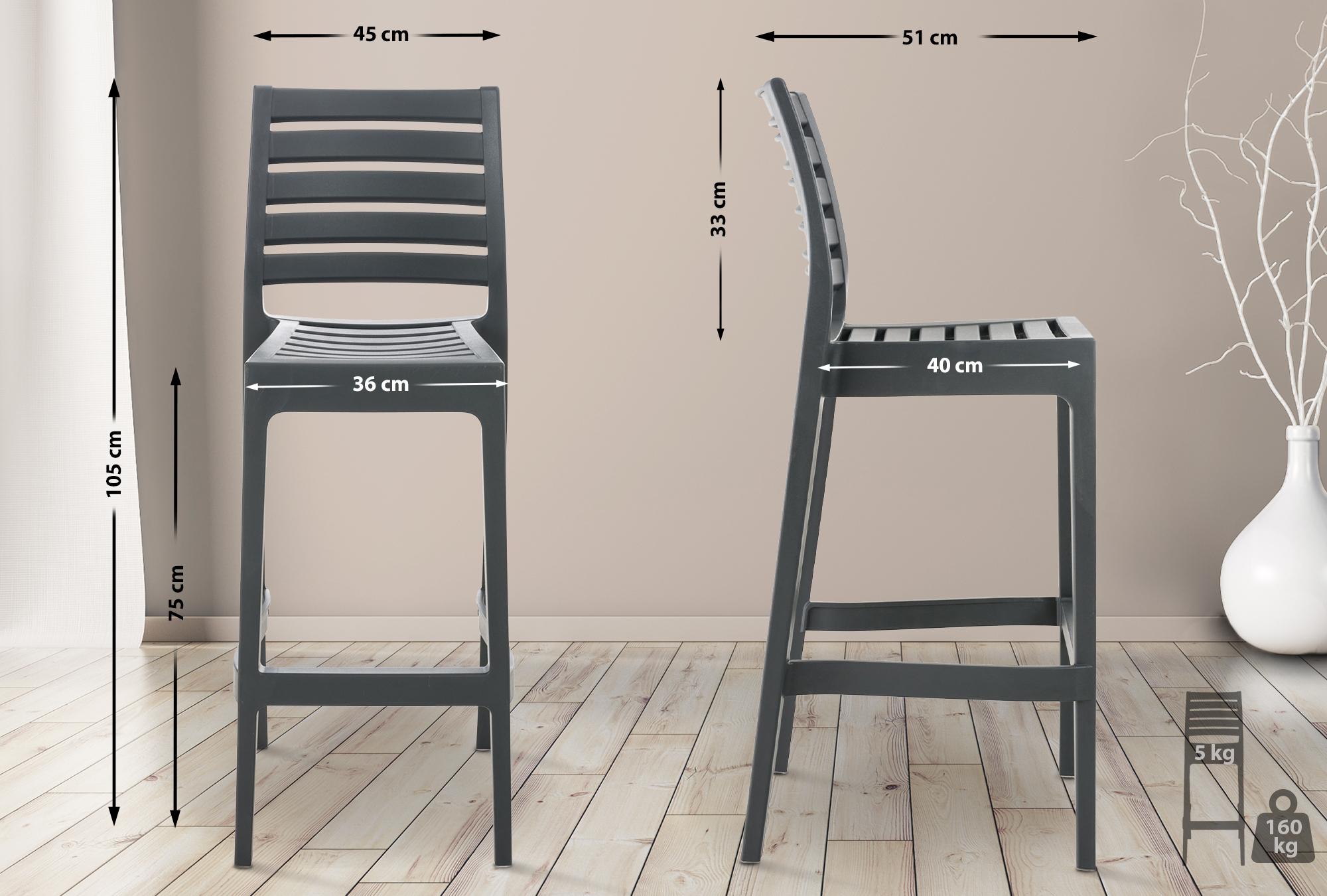CLP 2er Set Outdoor-Barhocker Ares Mit Fußstütze I Stapelbare Tresenhocker In Rattan-Optik