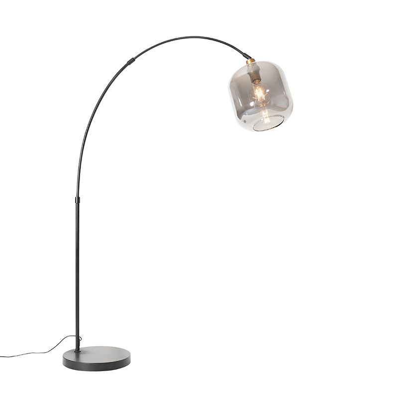 Booglamp zwart met goud met smoke glas - Zuzanna