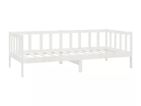Lit de repos avec matelas 90x200 cm Blanc Bois de pin massif