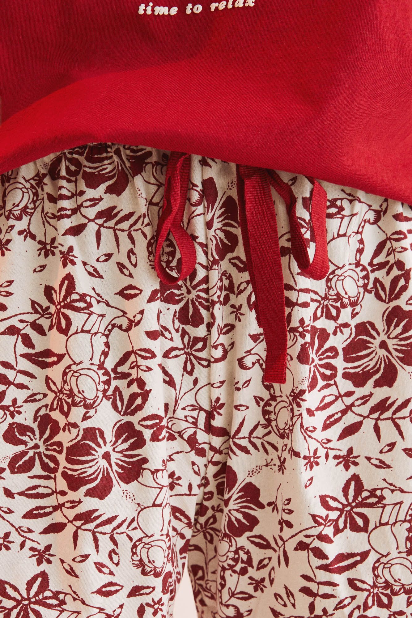 Pijama curto vermelho Garfield 100% algodão - vermelho