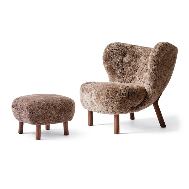 &Tradition - Little Petra VB1, Incl. Pouf ATD1, Walnuss / Schaffell Sahara