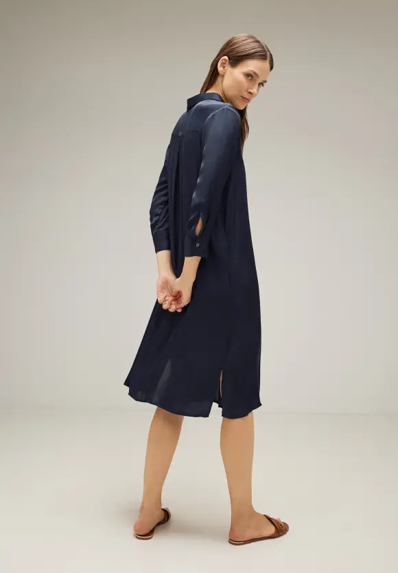 Viskose Hemdblusenkleid - deep blue
