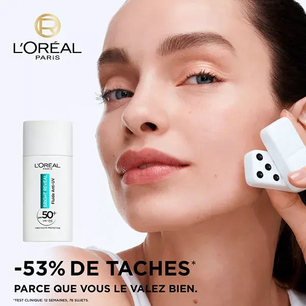 Fluido Anti-UV L'Oréal Paris Bright Reveal FPS 50+ Anti-Manchas Escuras com Niacinamida 50ml