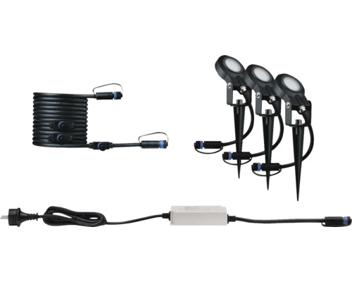Paulmann Plug & Shine LED grondpen starterset IP67 dimbaar 3x6,4W 270 lm 3000K Sting antraciet 230/24V 3 stuks
