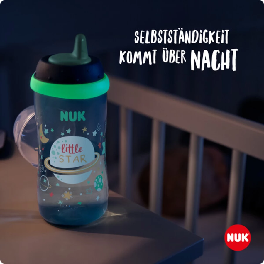 NUK Trinkflasche Kiddy Cup Night 300 ml, blau
