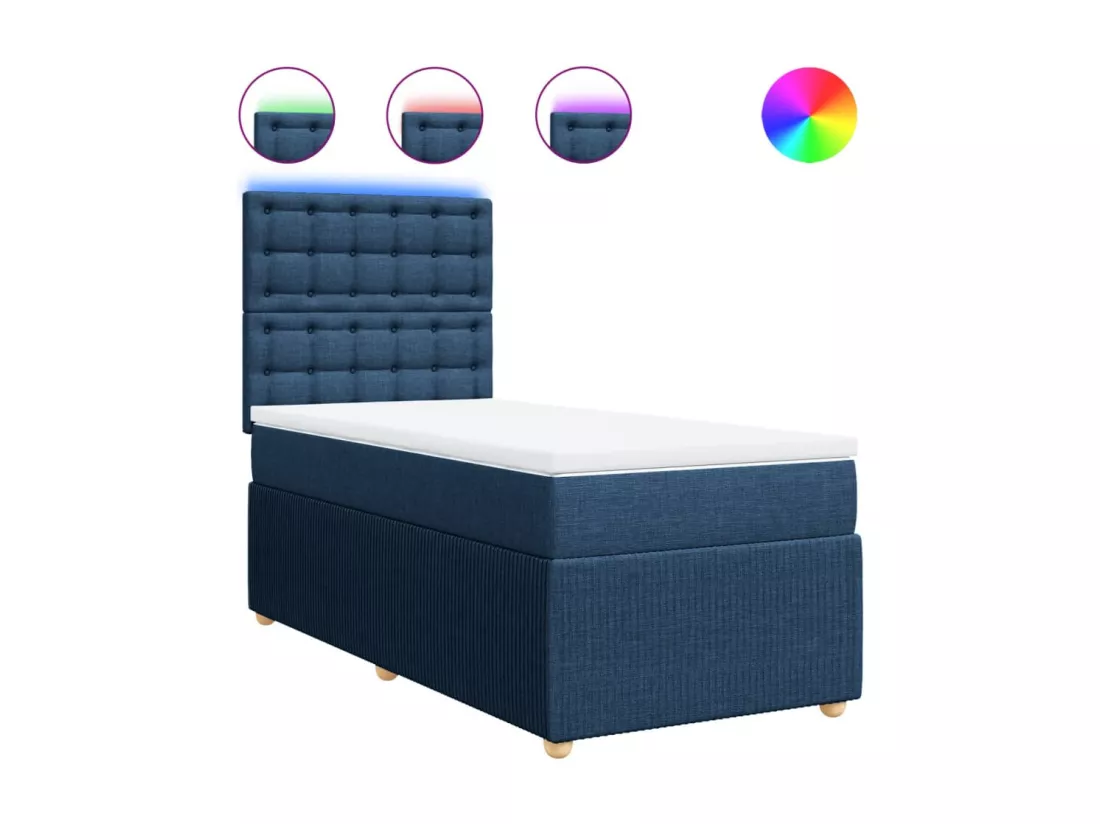 Sommier à lattes de lit avec matelas Bleu 90x190 cm Tissu