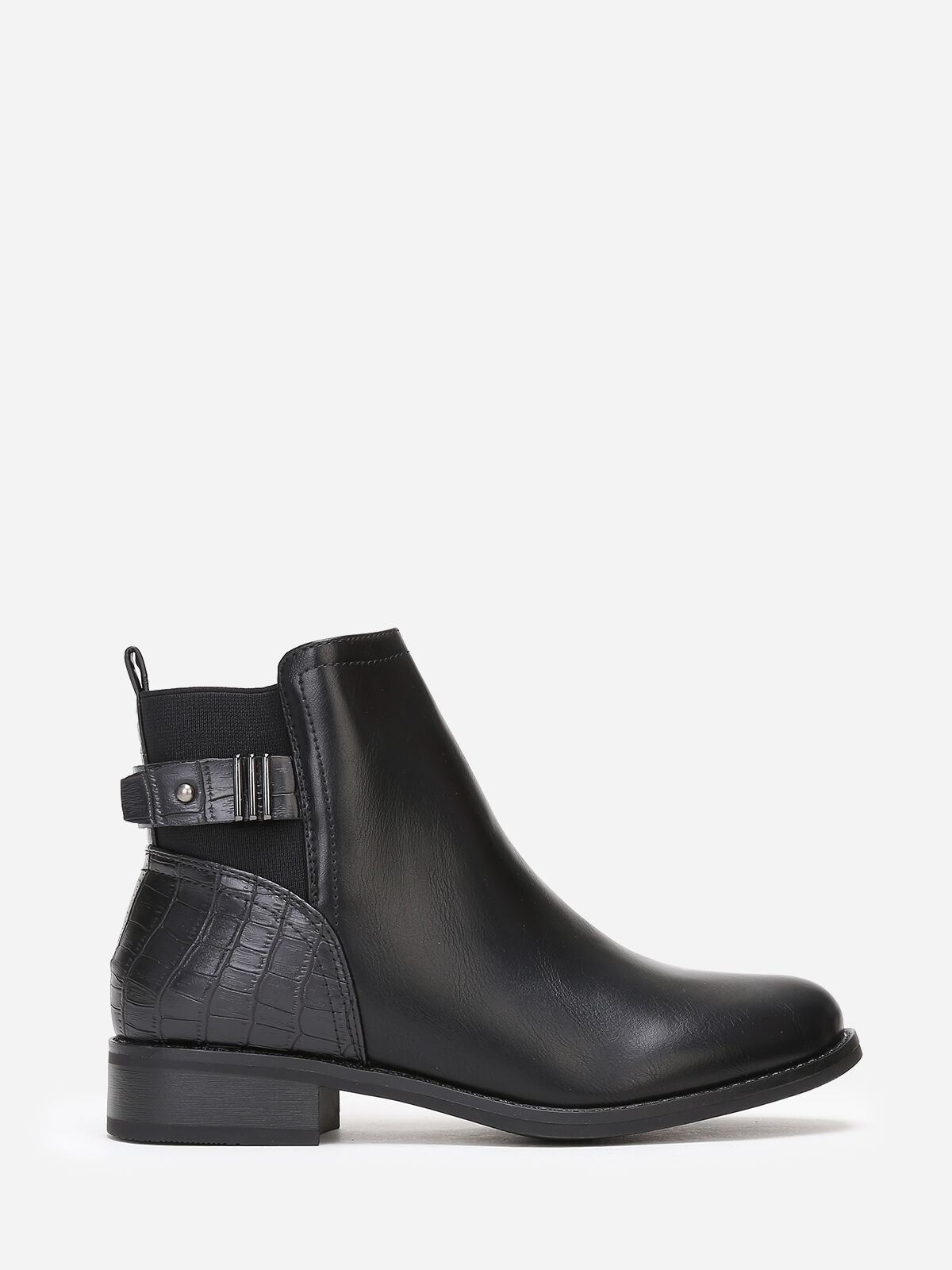 Bottines chelsea à détail croco- Noir
