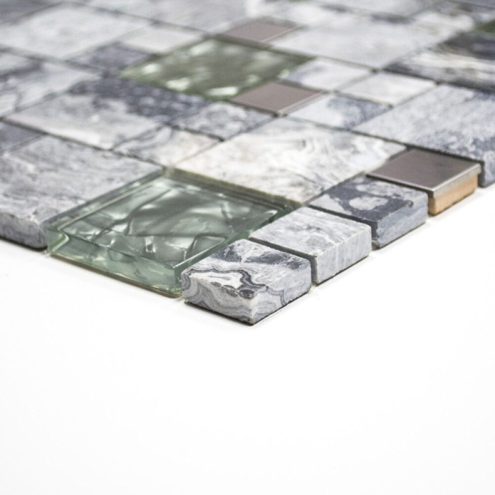 MOSAIKK COMBINATION CRYSTAL/STONE/STEEL MIX GREY XCM MC609