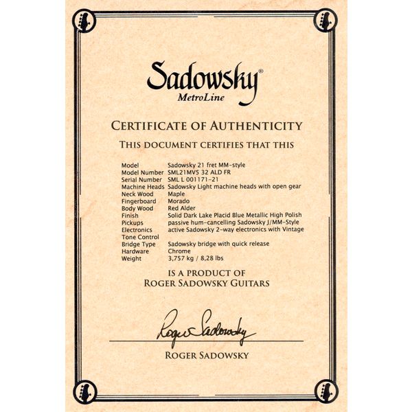 Sadowsky MetroLine 21-5 Vin MM MO LPBL