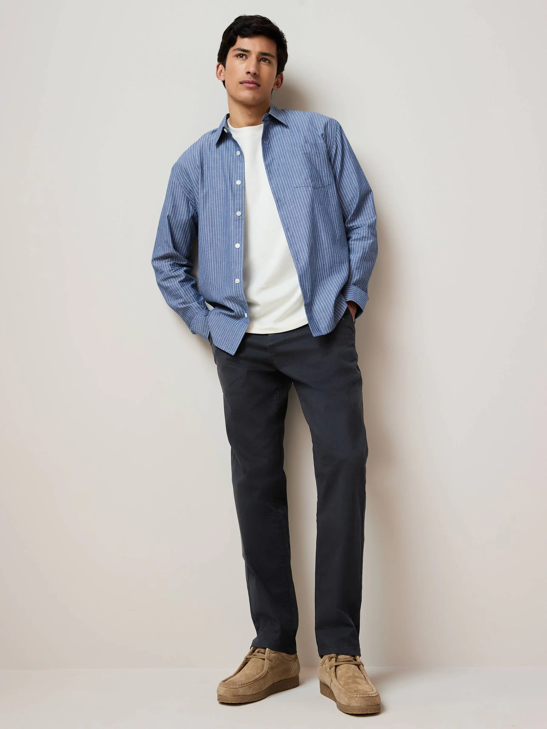Donkerblauw - Standaard toelopende pasvorm - Stretchy chino