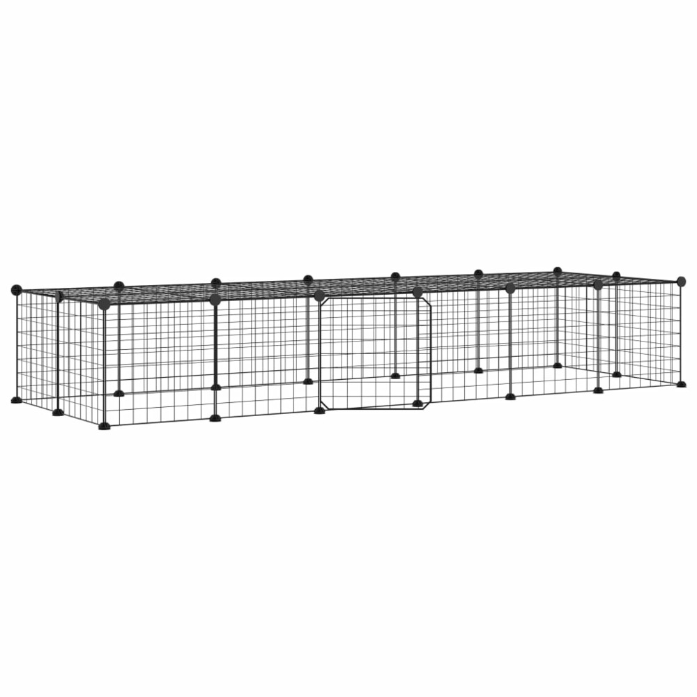 Cage animaux de compagnie à 28 panneaux et porte noir 35x35 cm