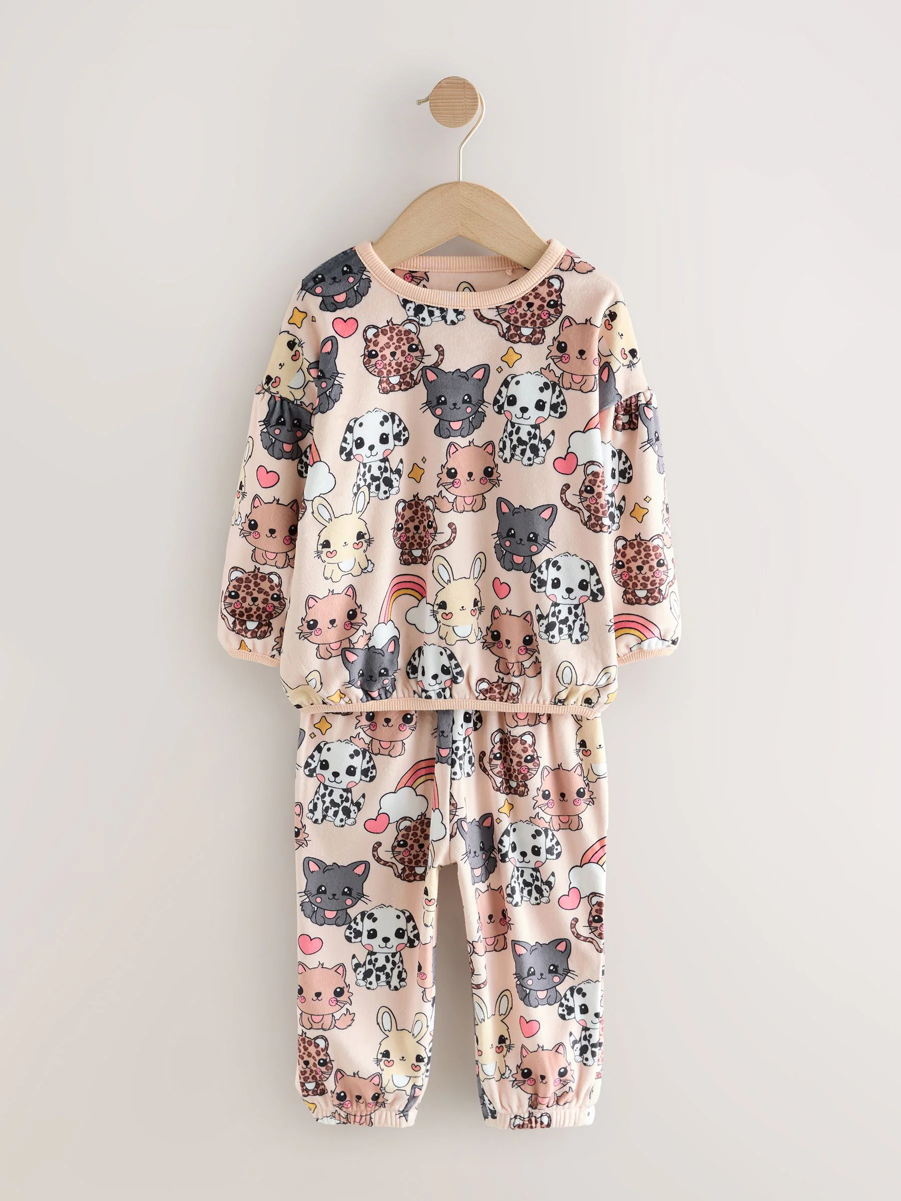 Ecru/bruine dieren - Behaaglijke fleece pyjama (9 mnd-10 jr)