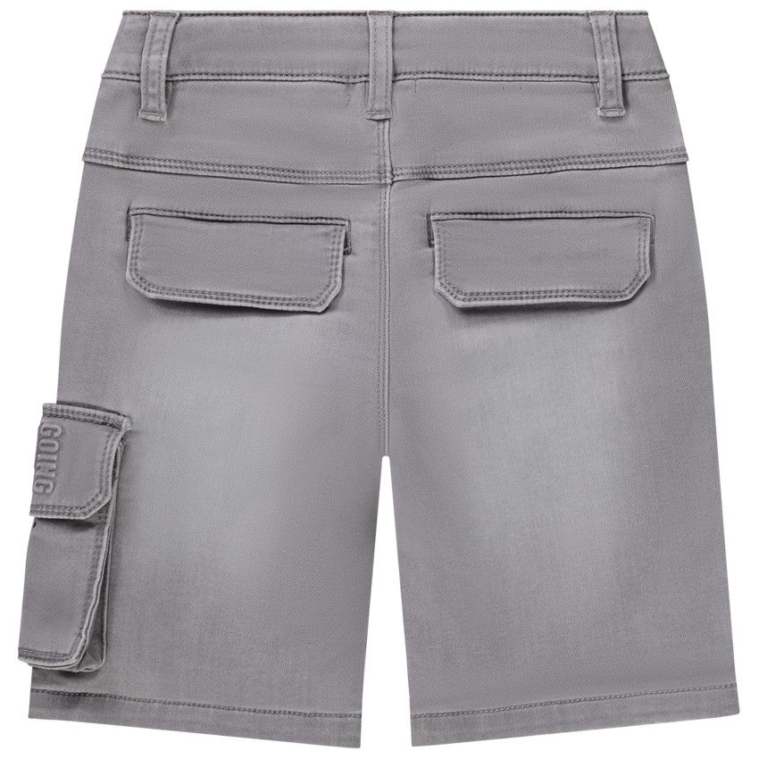Bermuda effet jean avec poche plaquée pour garçon - Gris chiné