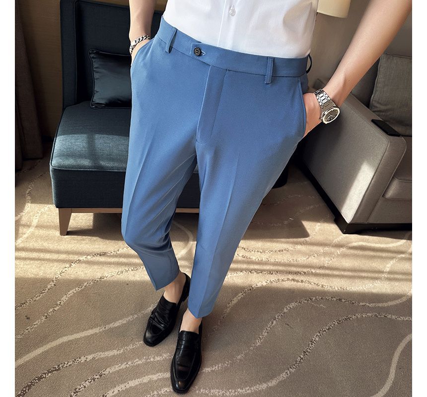 Lefitt - Effen cropped taps toelopende pantalon
