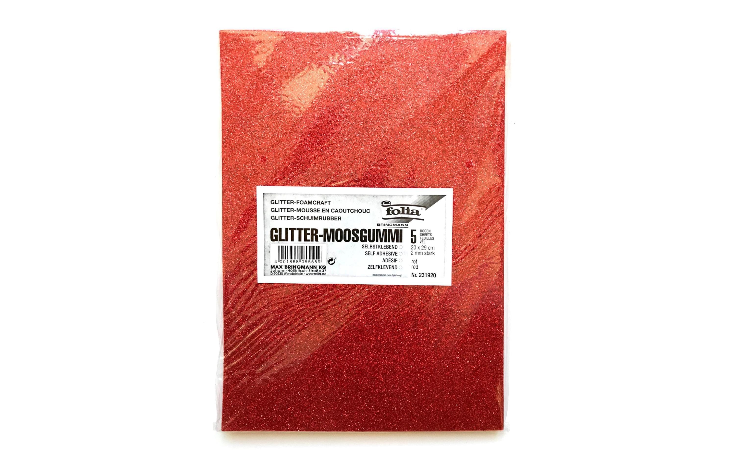Moosgummi-Set Glitter 5 Stück, RotGlitter Moosgummi