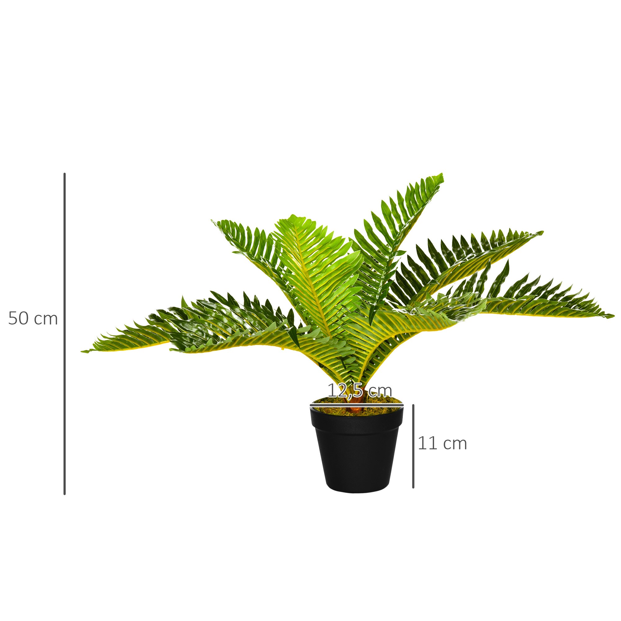 HOMCOM Künstliche Pflanze mit Übertopf grün 12,5L x 12,5B x 50H cm