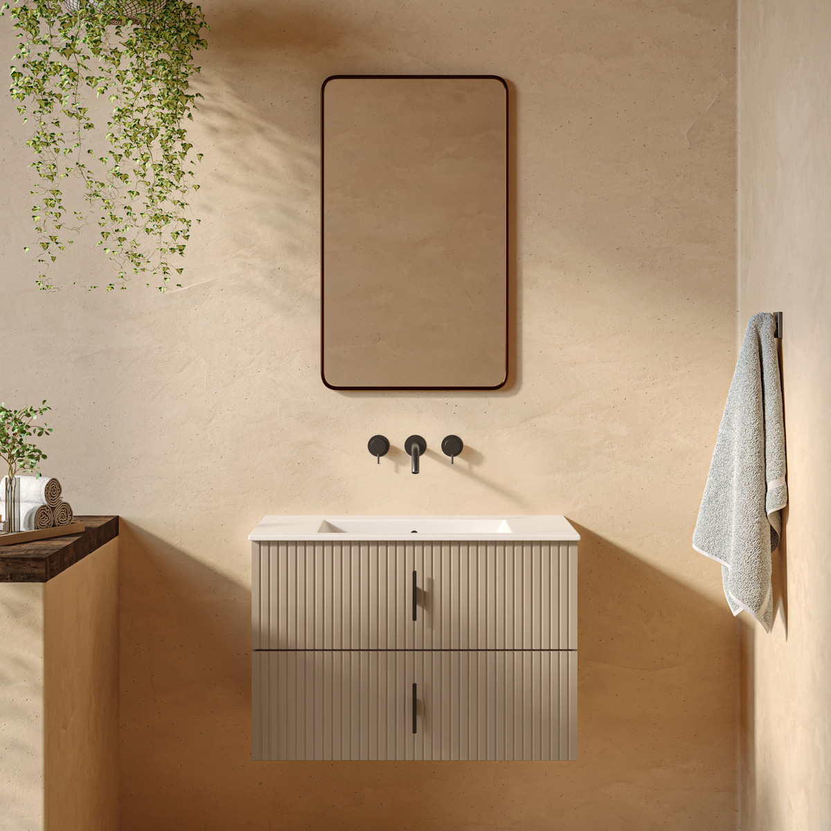 Muebles Raya onderkast ribbelfront 80cm met 2 softclose lades macchiato