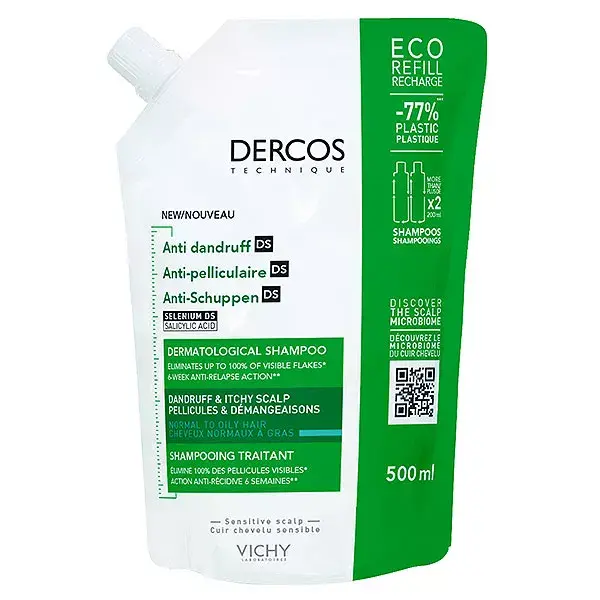Vichy Dercos Éco-Recharge DS Shampooing Traitant Pellicules Cheveux Gras 500ml