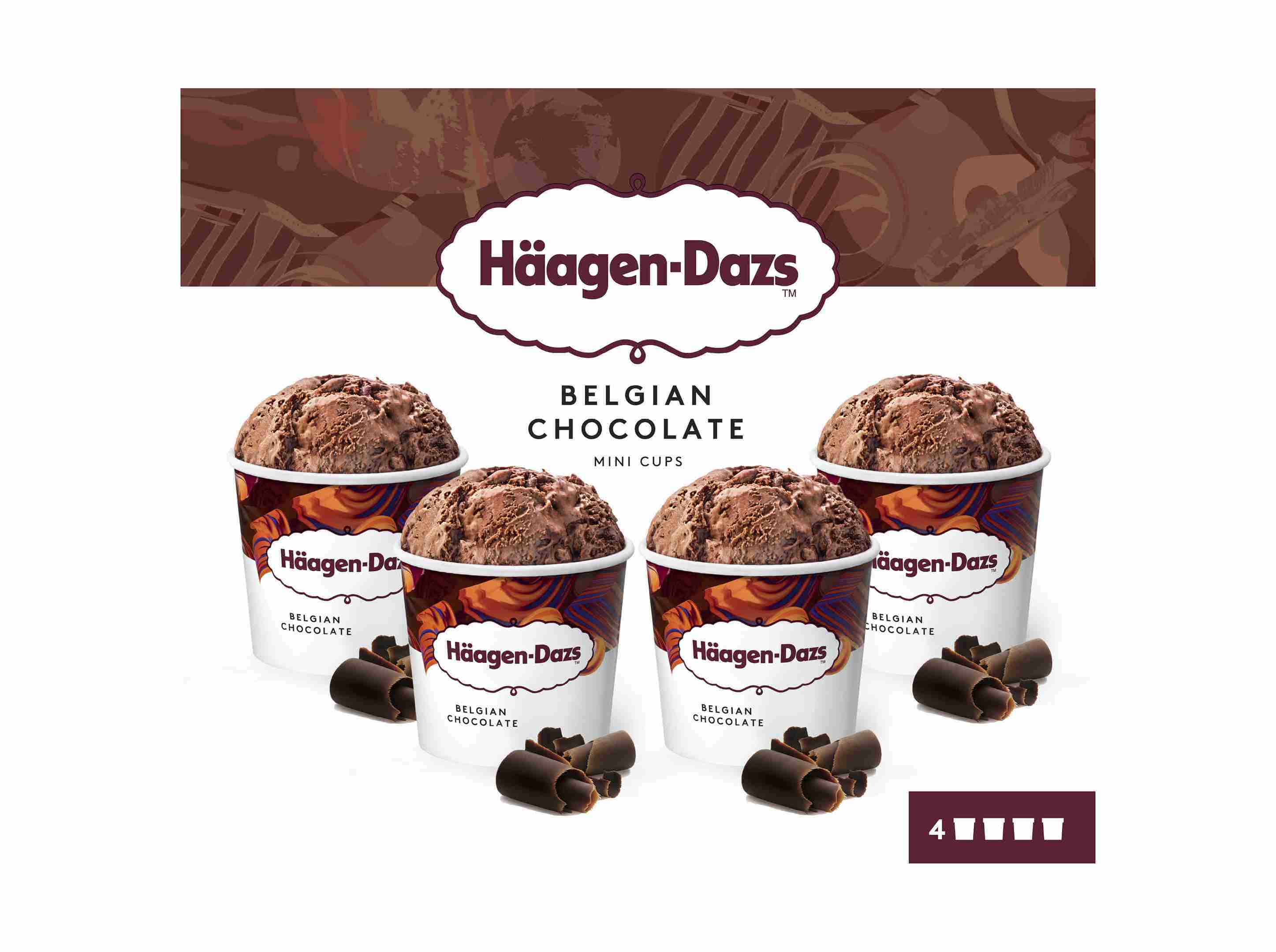 GELADO HÄAGEN-DAZS CHOCOLATE BELGA 4X95ML
