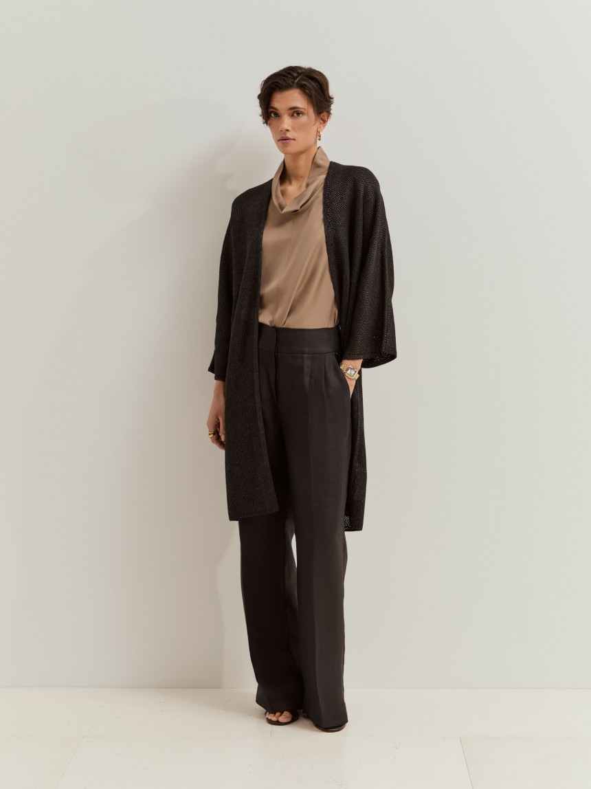 Casaco de malha em estilo kimono