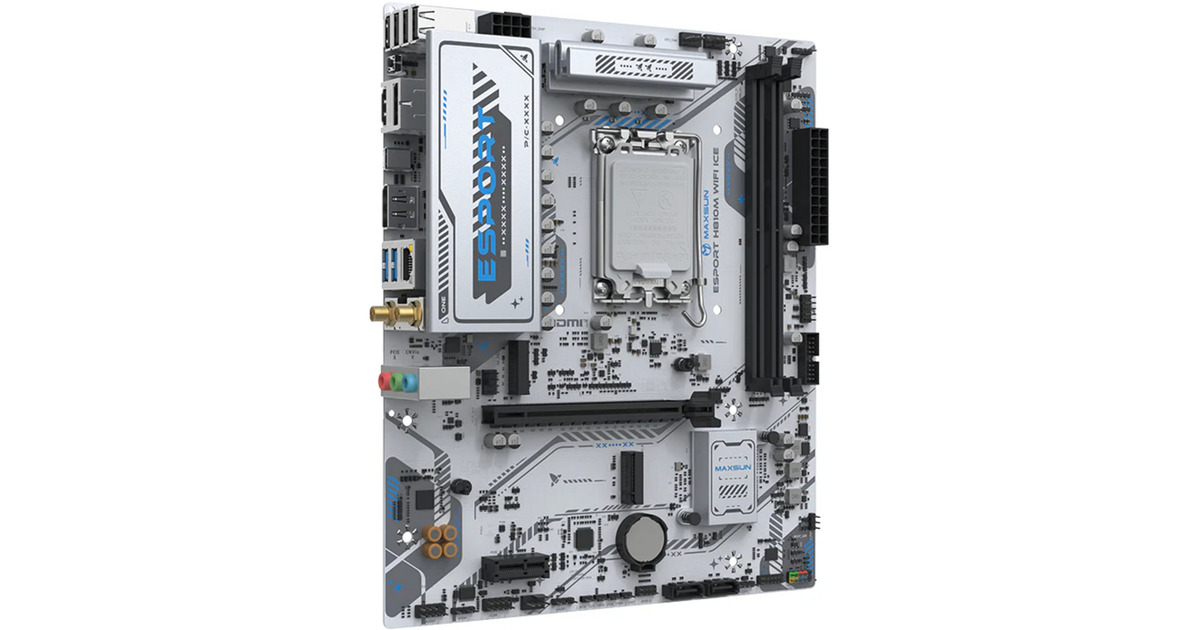MAXSUNMS-eSport H810M WIFI ICE socket 1851 moederbord  (Wit, 2.5 Gb-LAN, WLAN, BT, Sound, µATX)