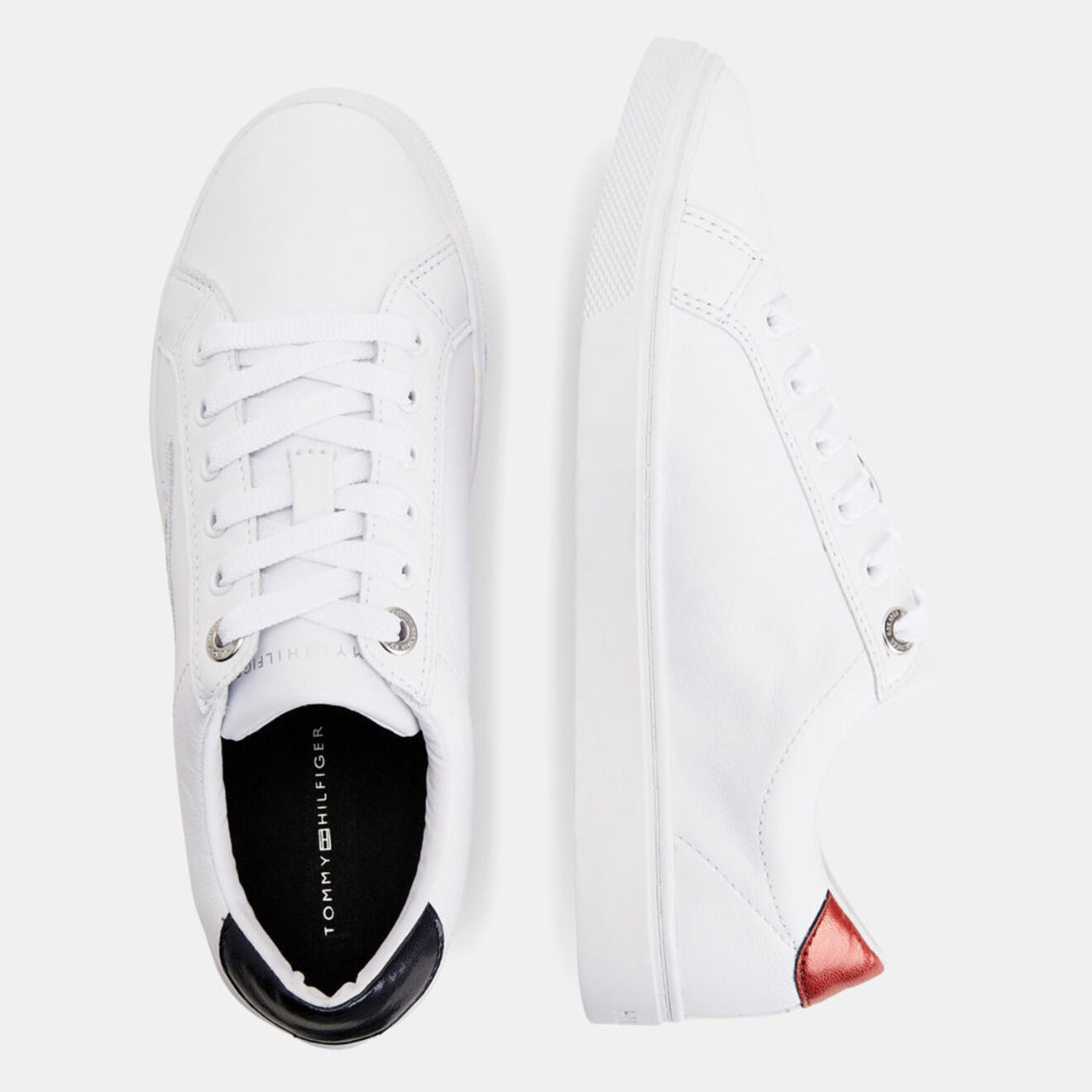 Tommy Hilfiger Baskets en Cuir Signature Sequins blanches