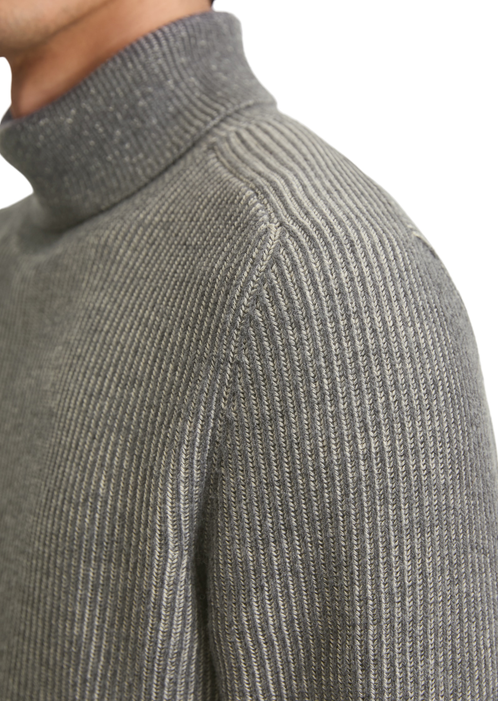 Marc O'Polo Rollkragenpullover , aus Baumwoll-Schurwoll-Mix, regular fit, Bi-Color
