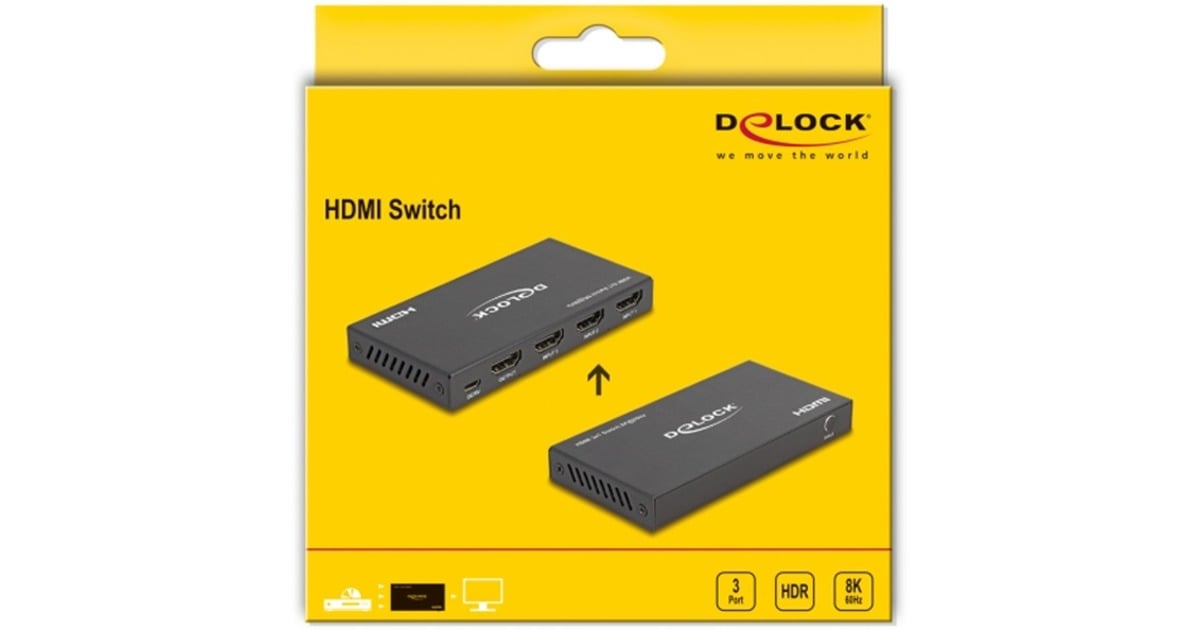 DeLOCKHDMI Switch 3x HDMI in to 1x 8k 60 Hz  (Zwart (mat))