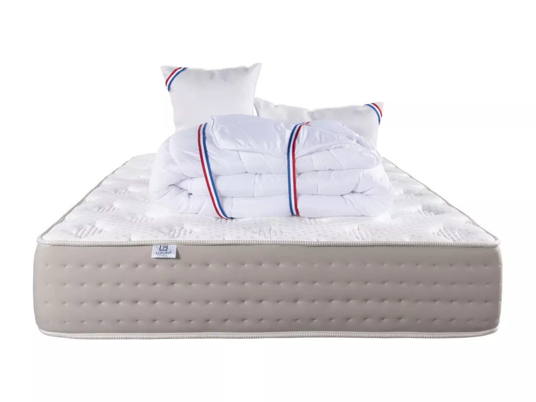 Matelas 180x200 cm, Dreamlux, 26 cm , ressorts ensachés + 2 Oreillers + Couette