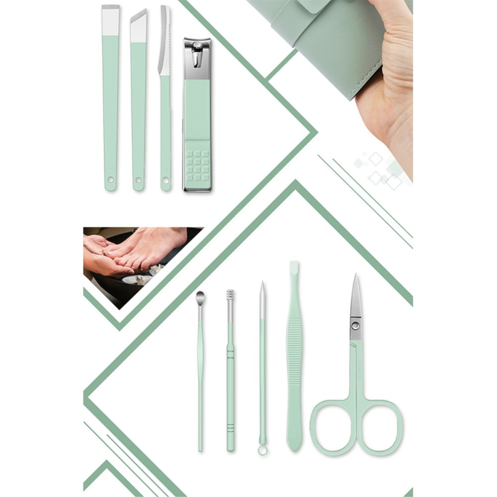(17-tlg. Set) Pediküre Maniküre Finger Fuss Nagel Pflege-Set inkl. Leder Reise Etui - Blau