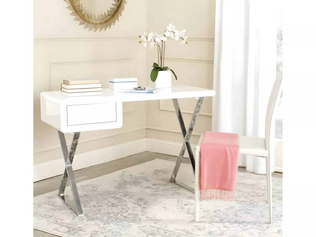 Bureau Blanc et chrome 50 X 110 X 74.93 cm - Litha