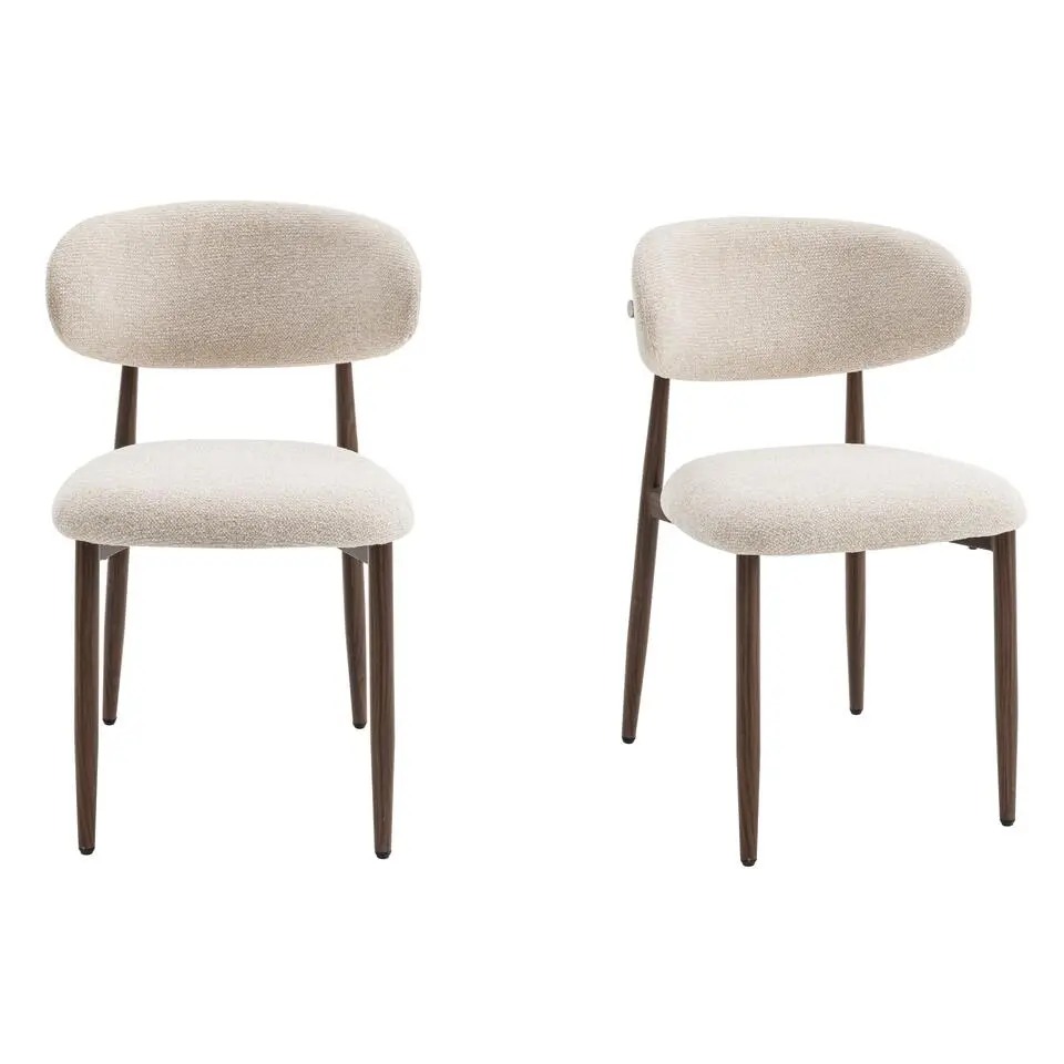 Celia Eetkamerstoelen Set van 2 - Beige Walnoot