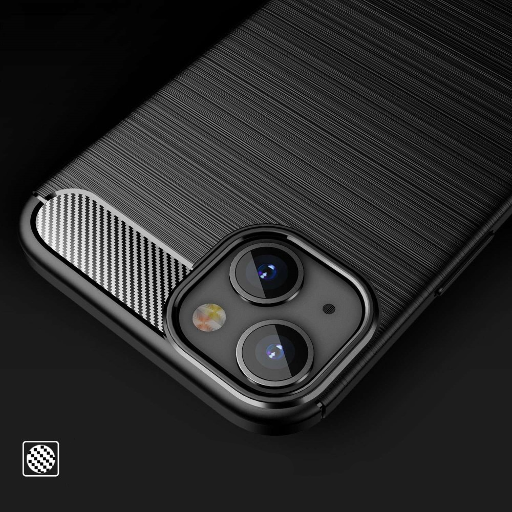 iPhone 14 Gummi Case Schutzhülle Carbon Look - Schwarz
