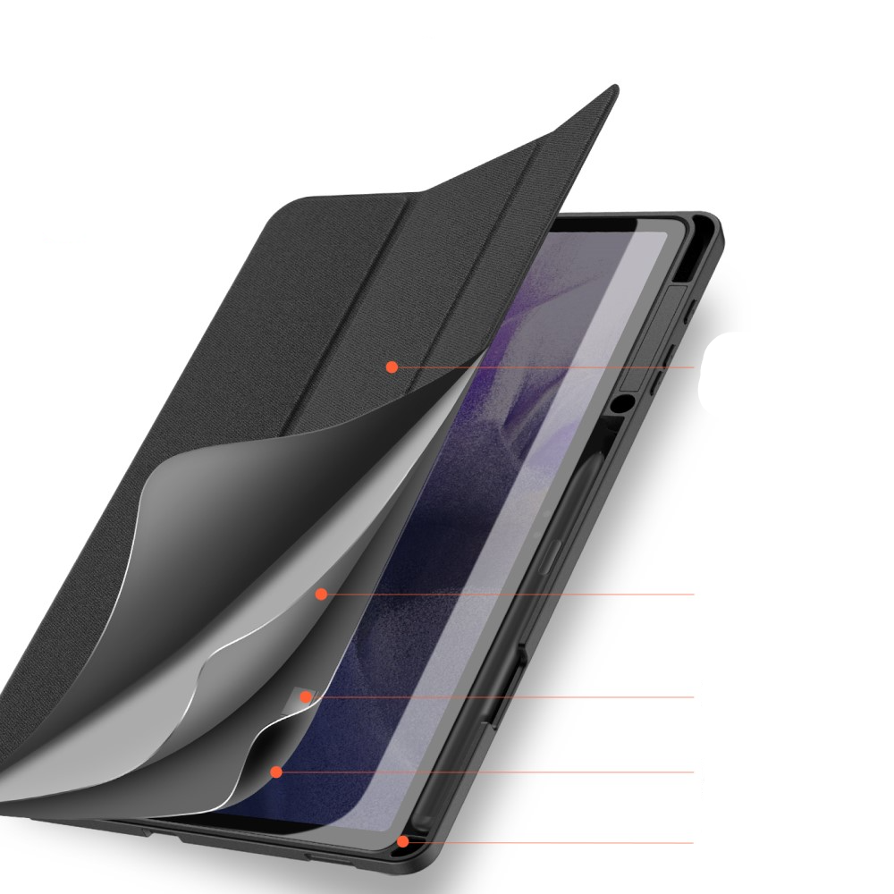Samsung Galaxy Tab S8  Plus / Tab S7 FE 5G / Tab S7  Plus Tasche Smart Cover Hülle Stoff Design mit S-Pen Halterung - Schwarz